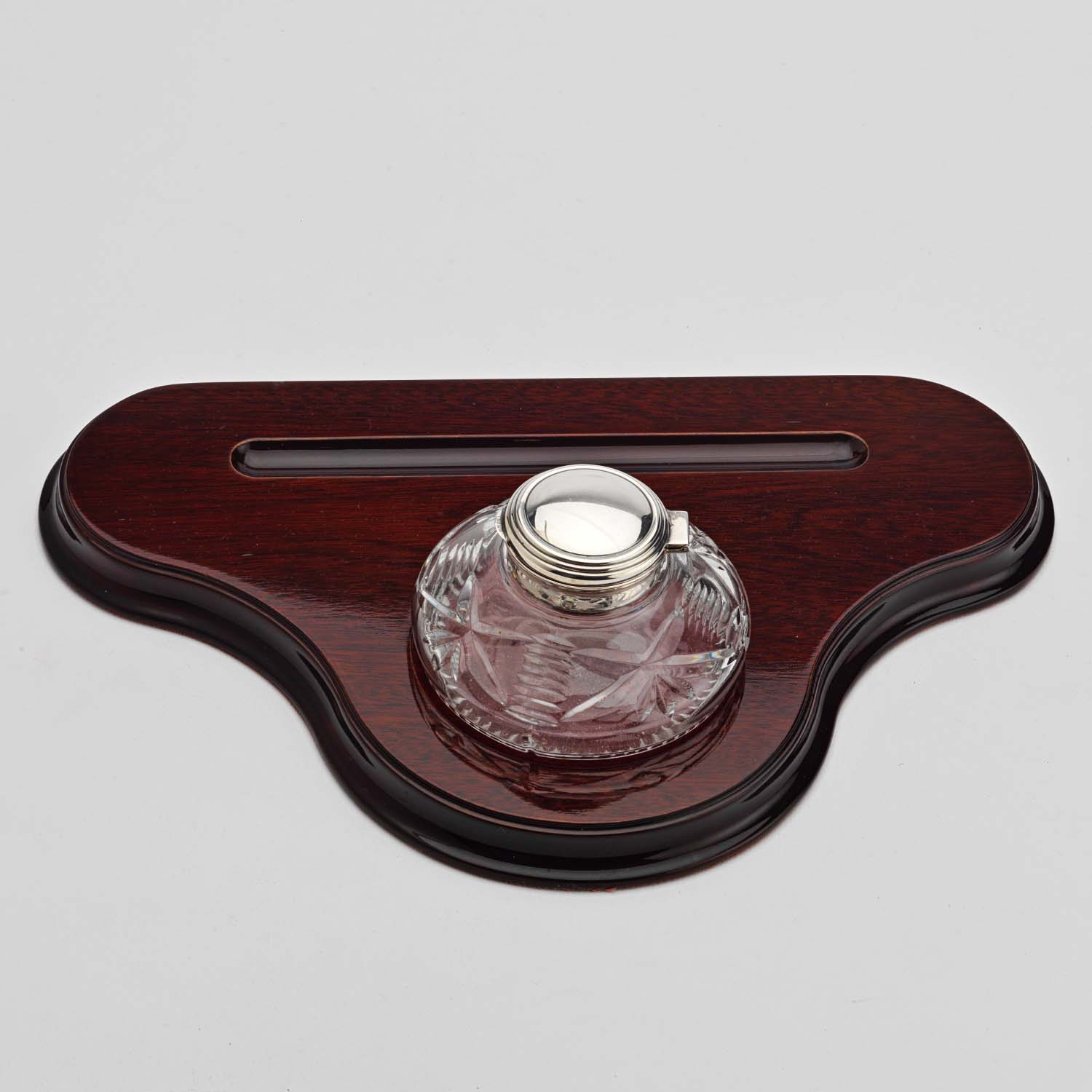 Vintage Cut Glass & Silver Inkstand - Image 2