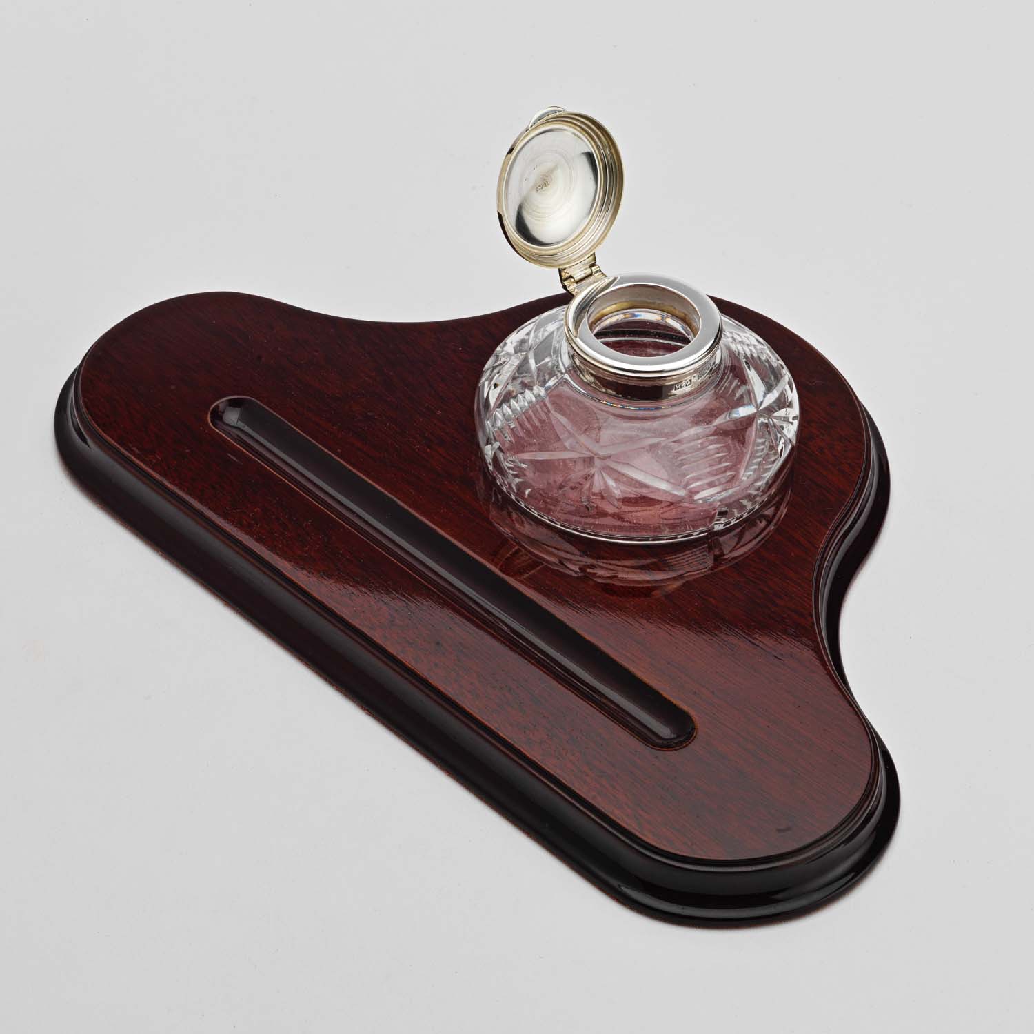 Vintage Cut Glass & Silver Inkstand - Image 3