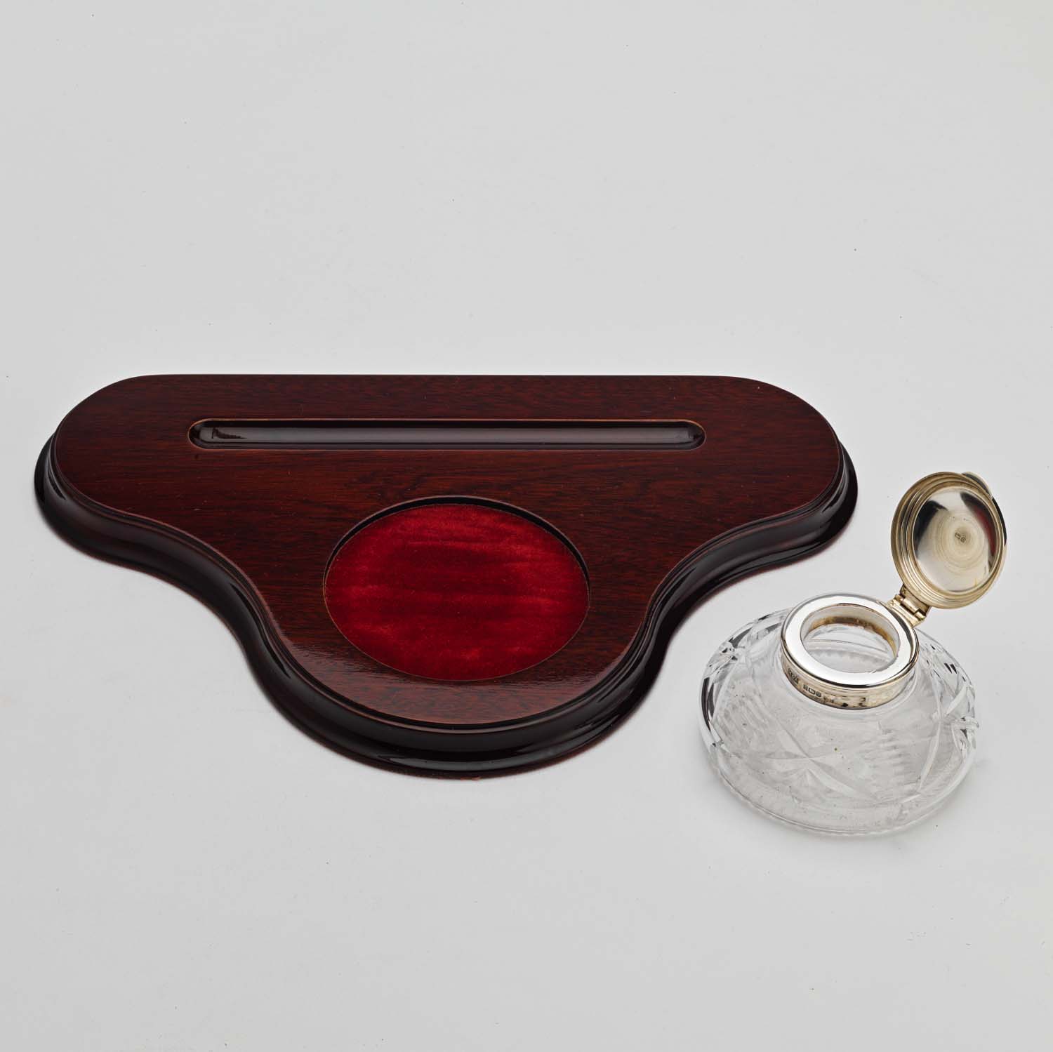 Vintage Cut Glass & Silver Inkstand - Image 4