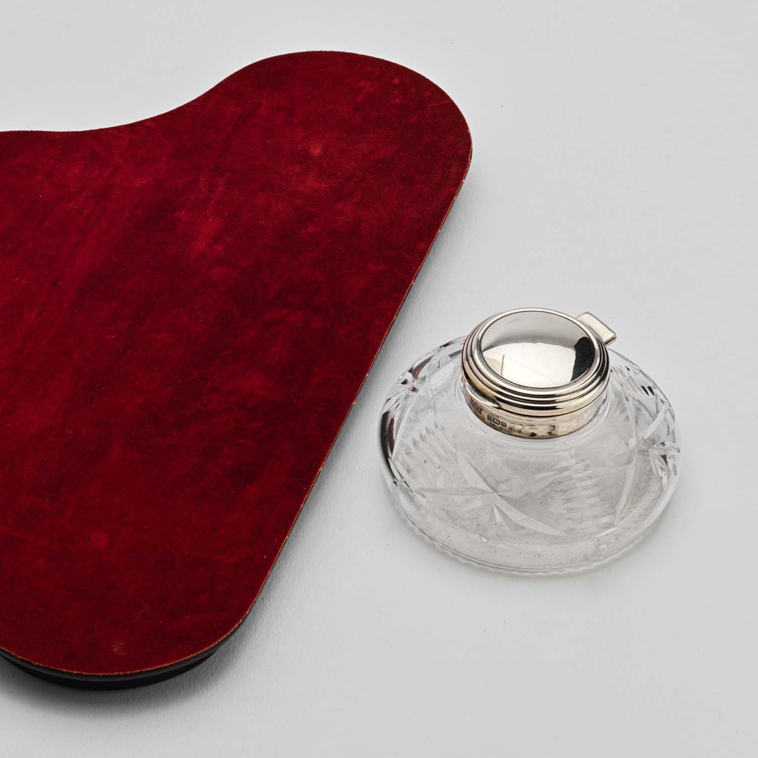 Vintage Cut Glass & Silver Inkstand - Image 5
