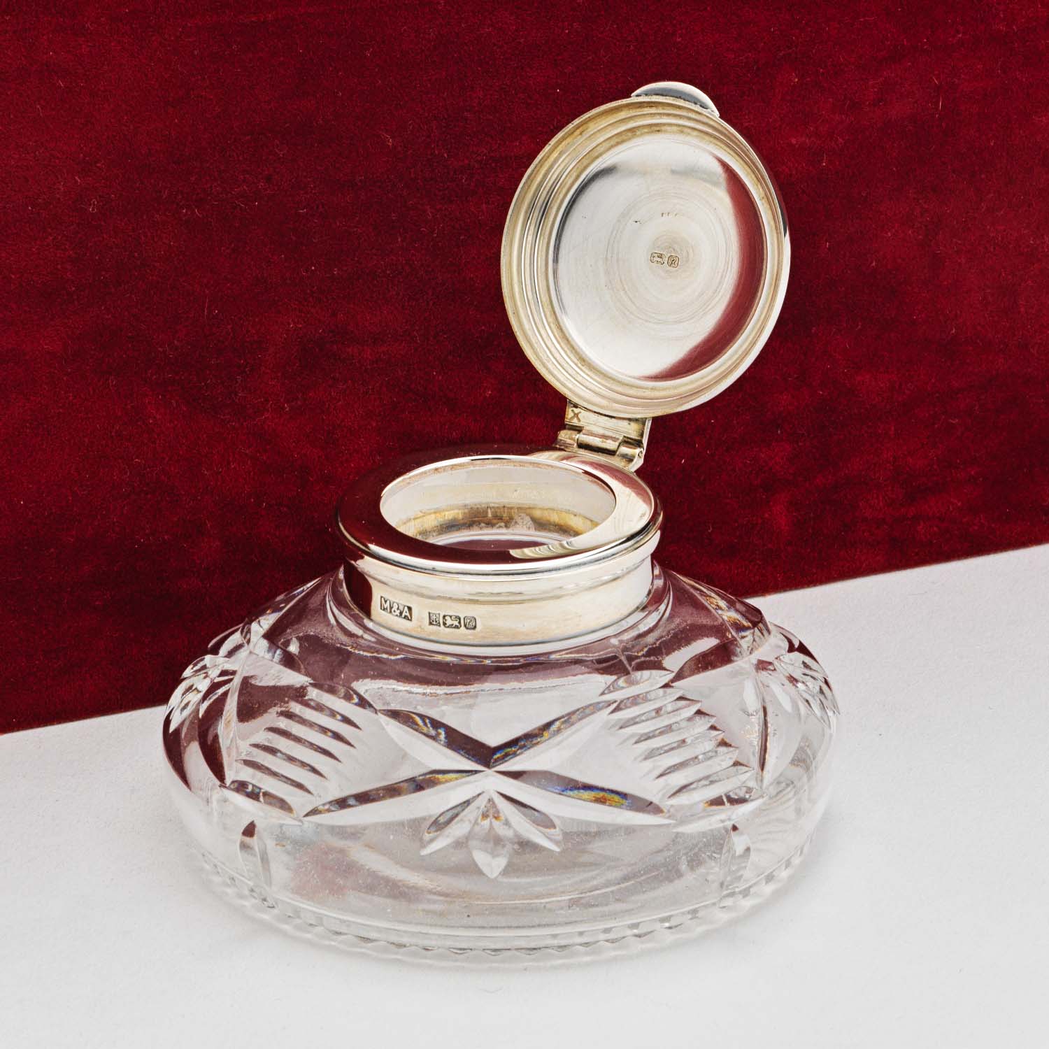 Vintage Cut Glass & Silver Inkstand - Image 6
