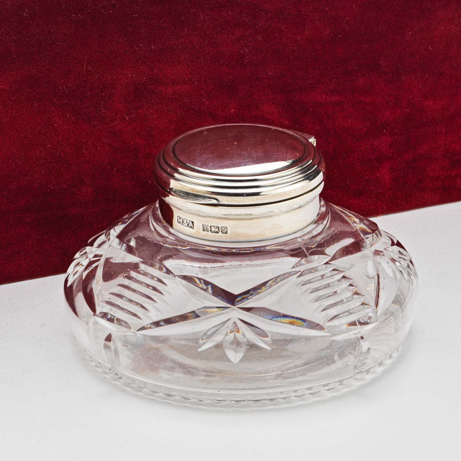 Vintage Cut Glass & Silver Inkstand - Image 7