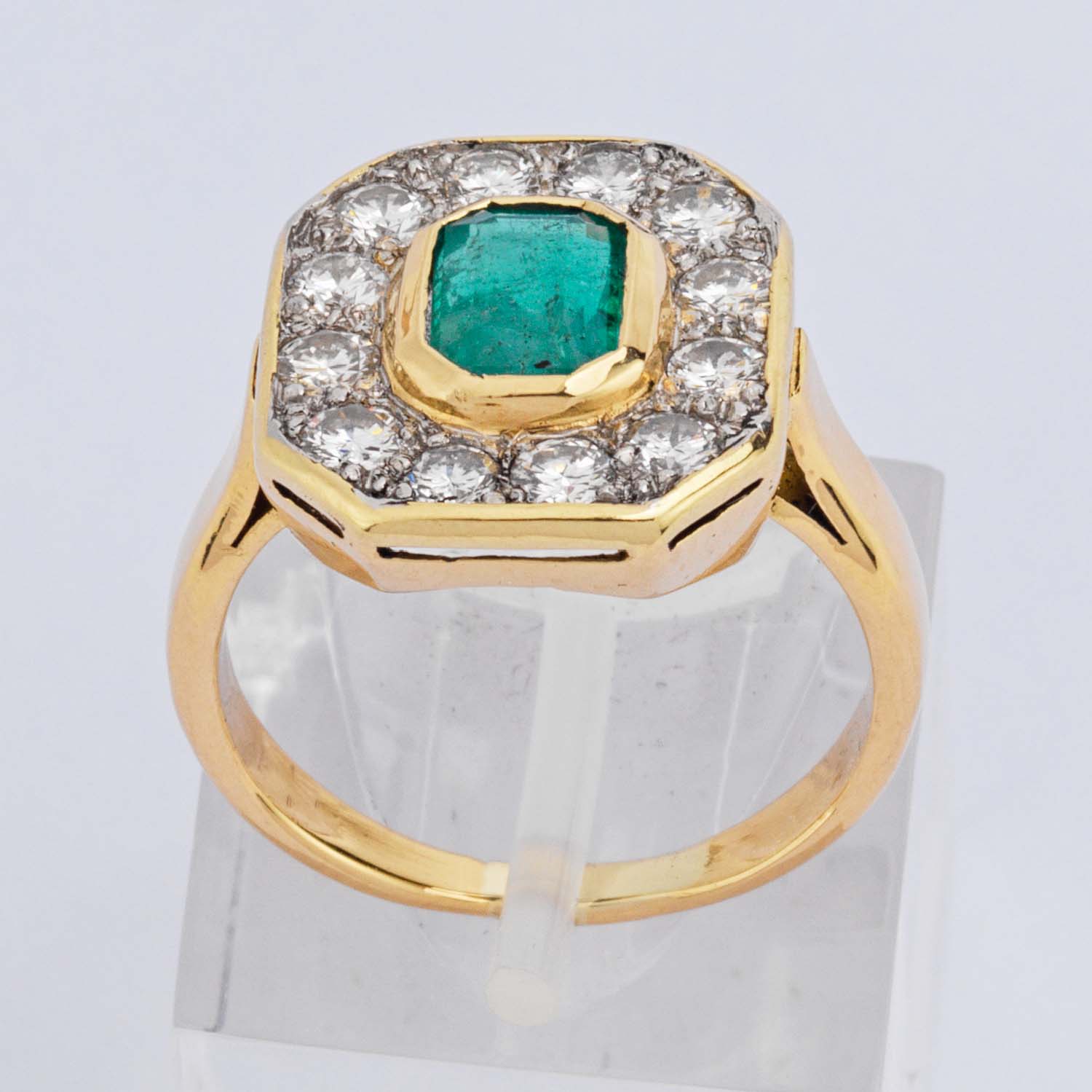 Rectangular Emerald & Diamond Cluster Ring - Image 5