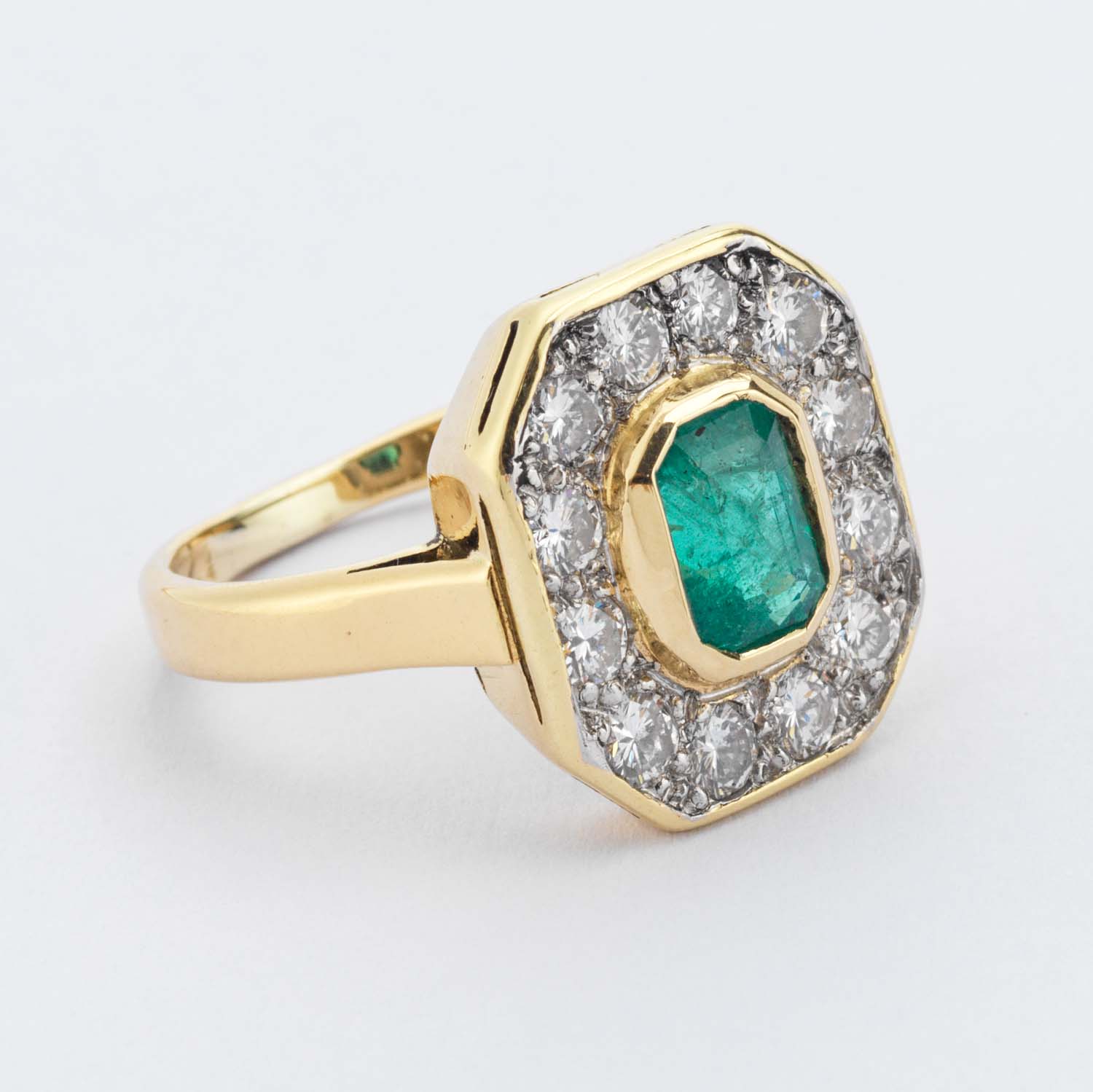 Rectangular Emerald & Diamond Cluster Ring - Image 6