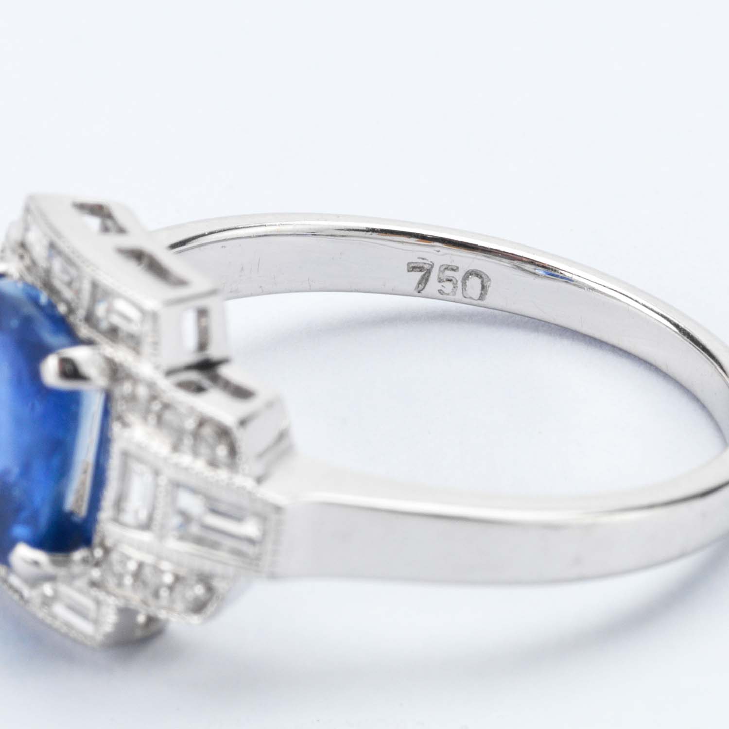 Cushion Cut Sapphire & Diamond Cluster Ring - Image 7