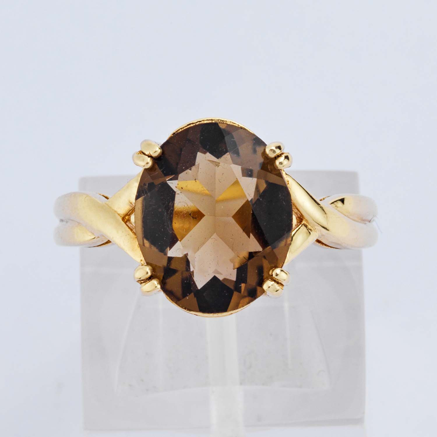 Gold Smokey Quartz Solitaire Ring - Image 3