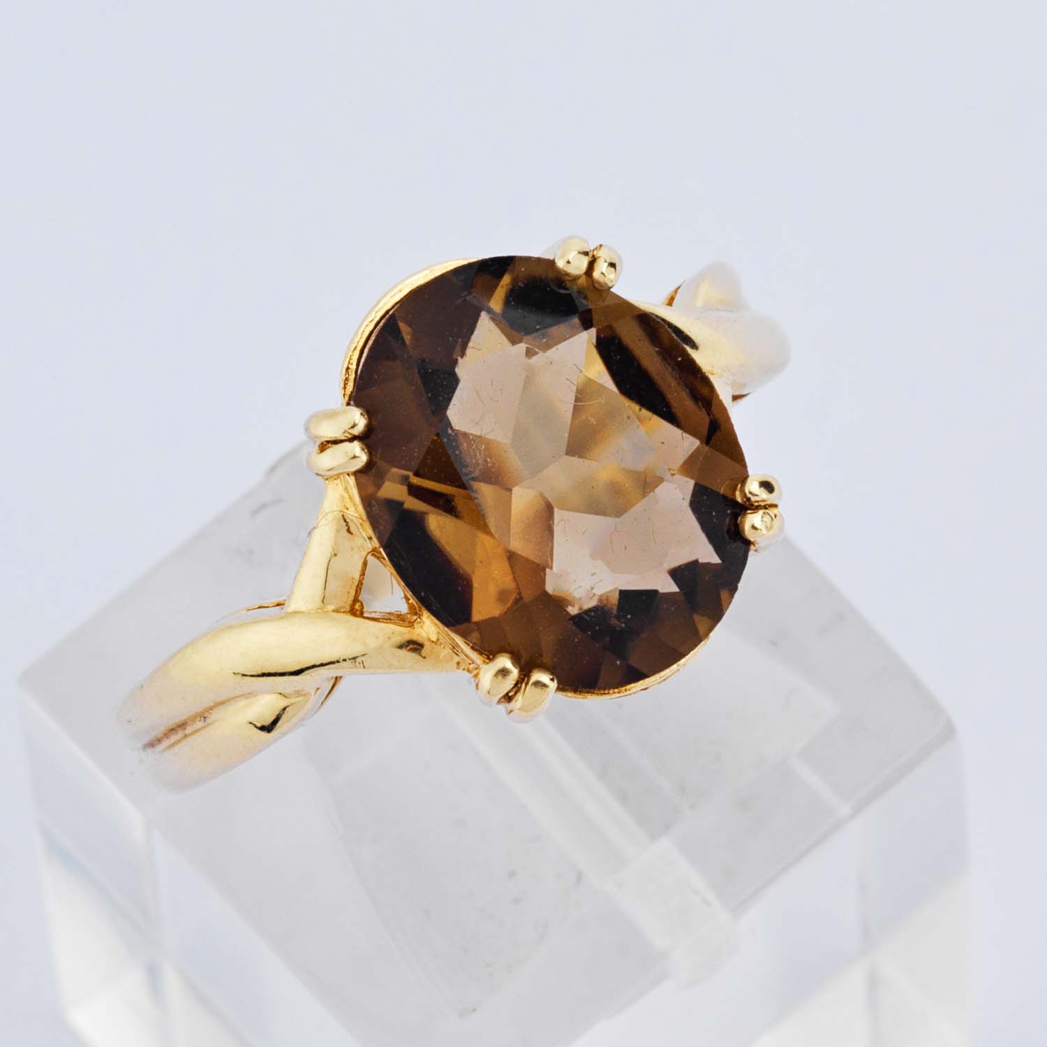 Gold Smokey Quartz Solitaire Ring - Image 2