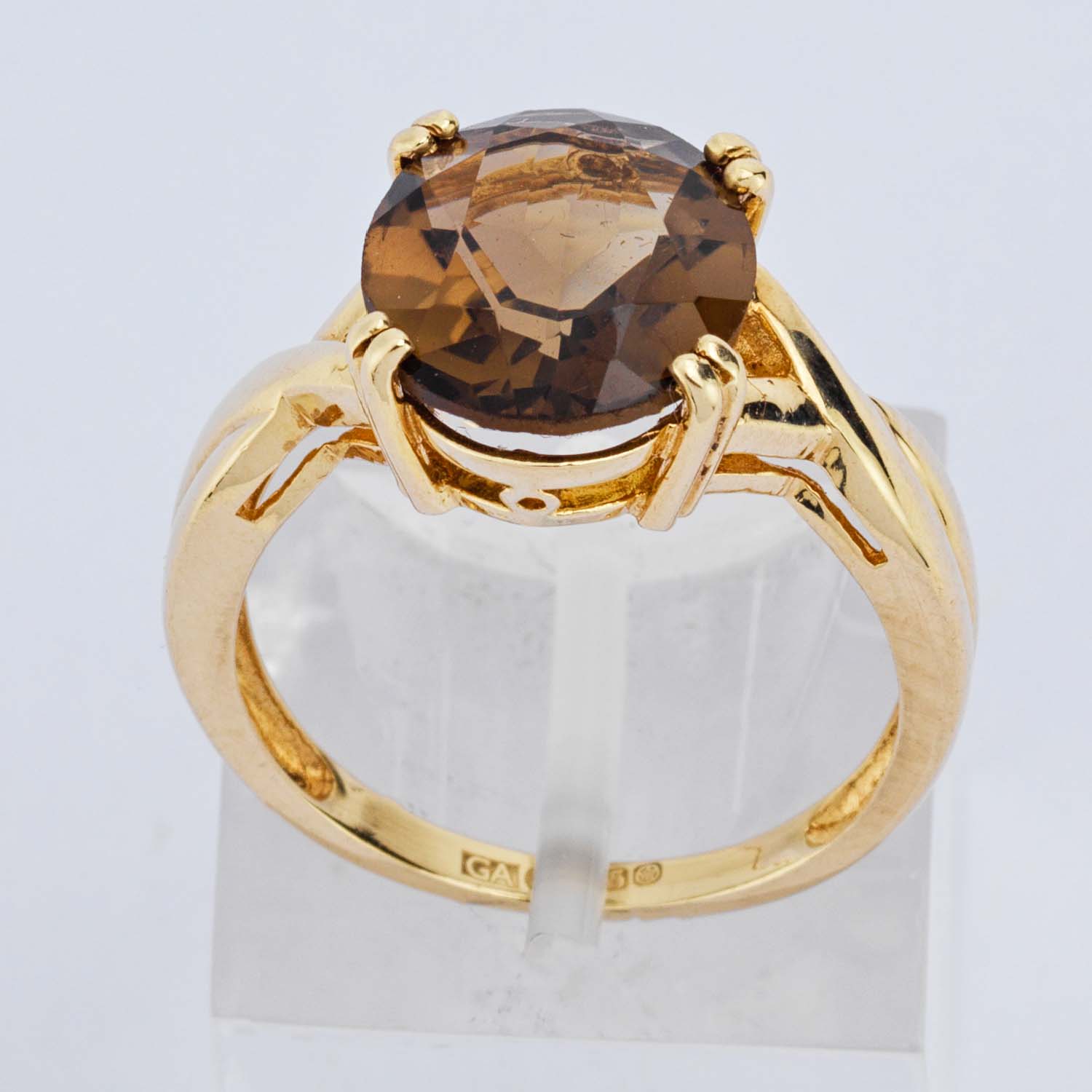 Gold Smokey Quartz Solitaire Ring - Image 4