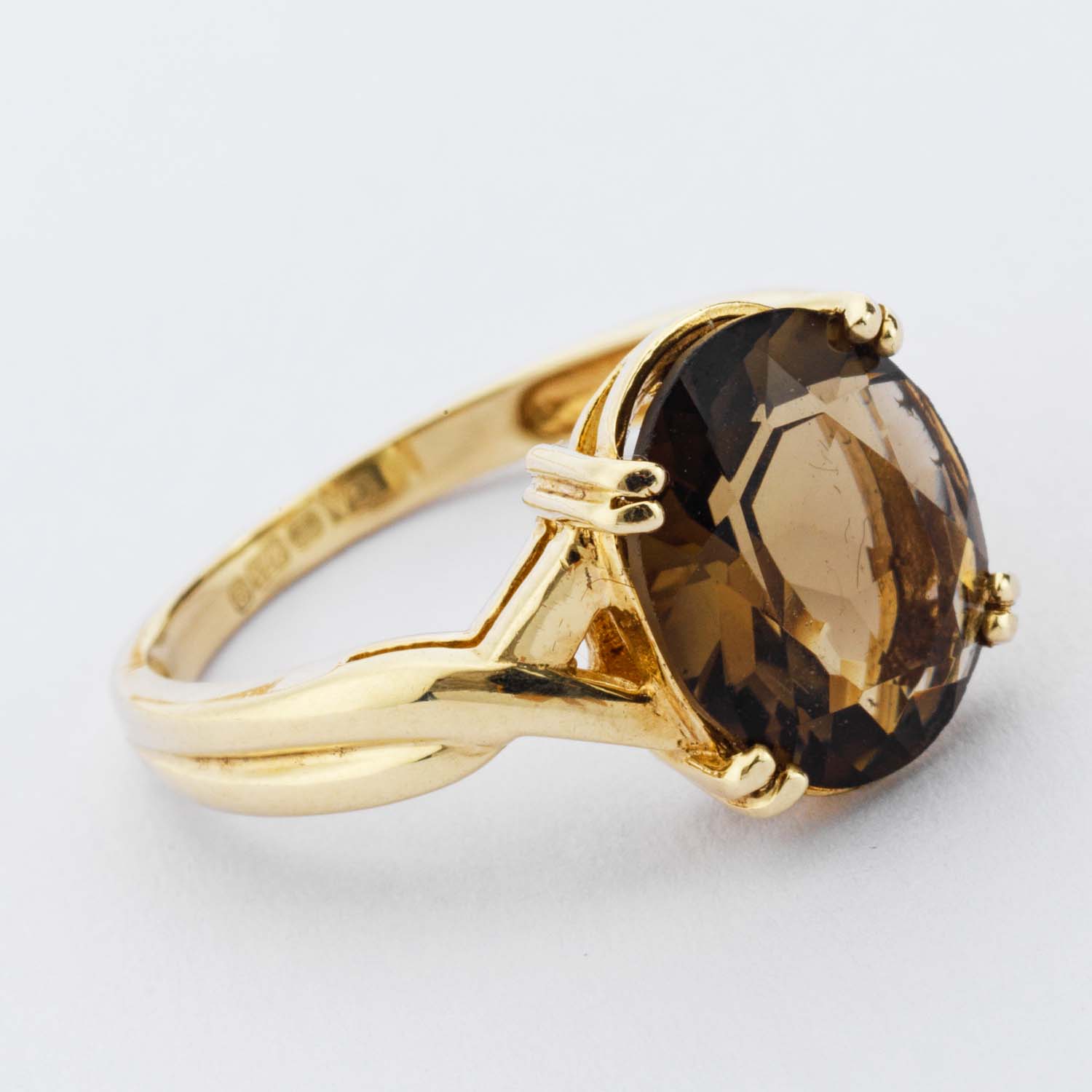 Gold Smokey Quartz Solitaire Ring - Image 5