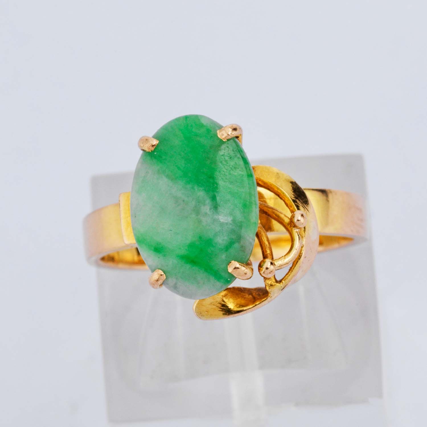 Oval Jade & 14 Carat Gold Ring