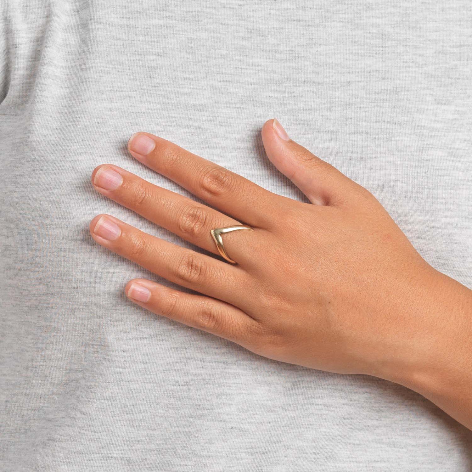 Gold Double Wishbone Ring - Image 7