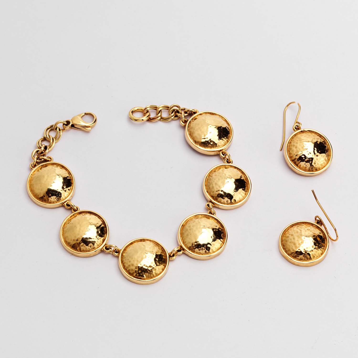 Gold Circular Link Bracelet & Earring Set - Image 5
