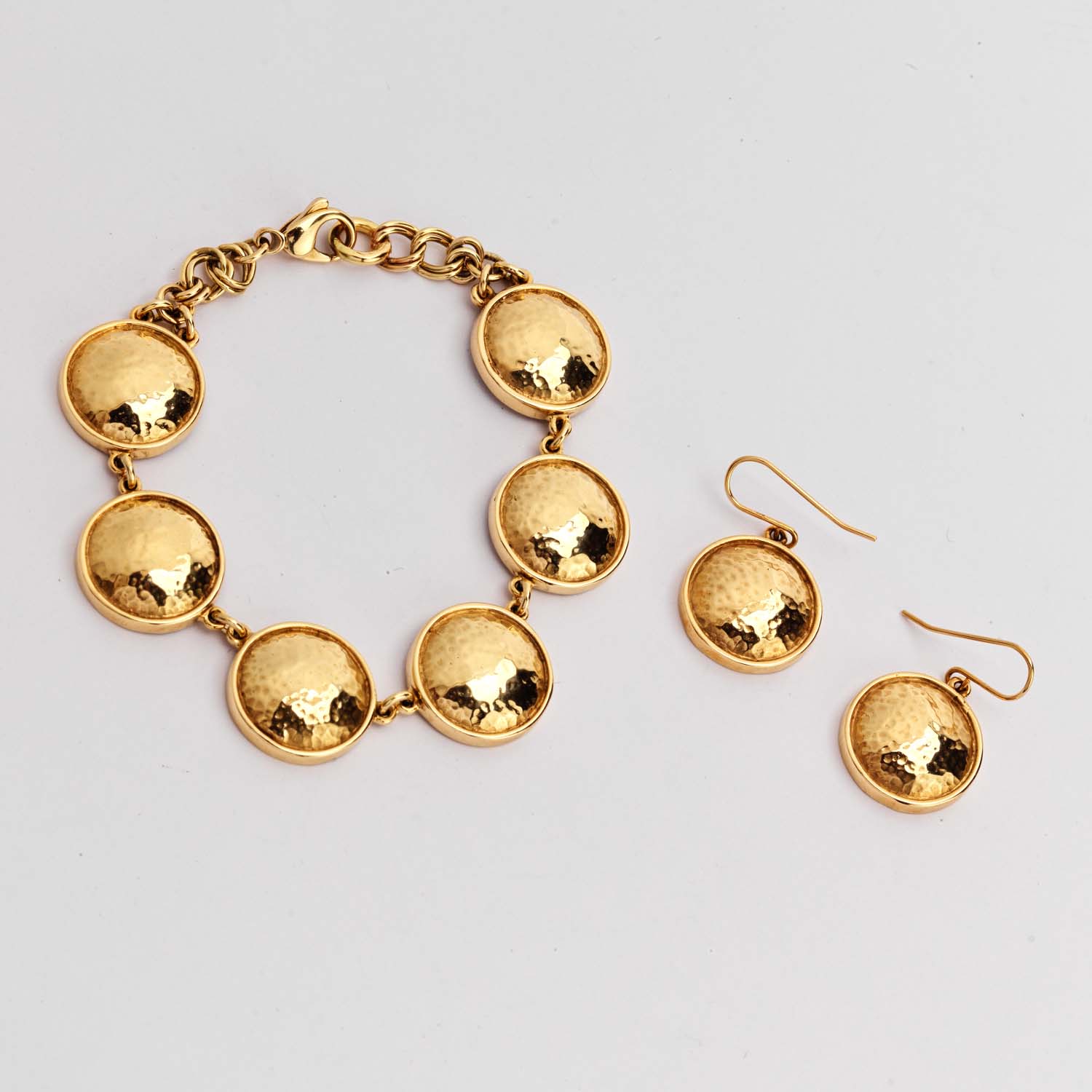 Gold Circular Link Bracelet & Earring Set