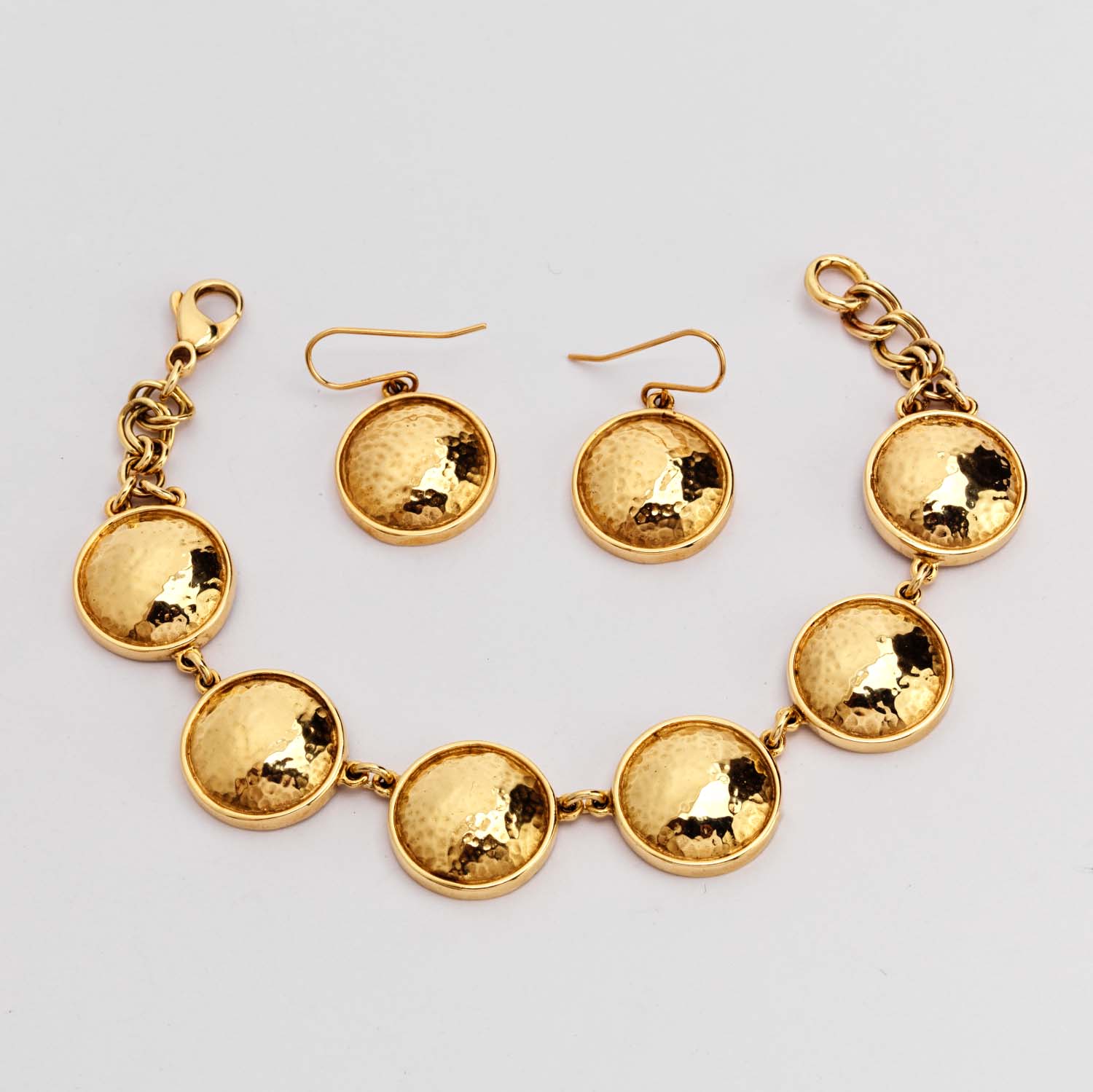 Gold Circular Link Bracelet & Earring Set - Image 6