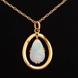 Gold Pear Shaped Opal Pendant