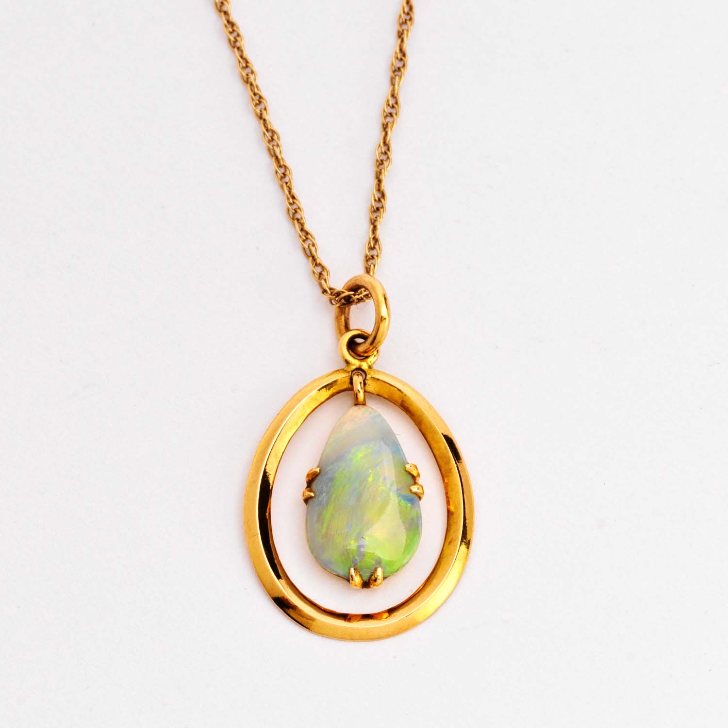 Gold Pear Shaped Opal Pendant - Image 2