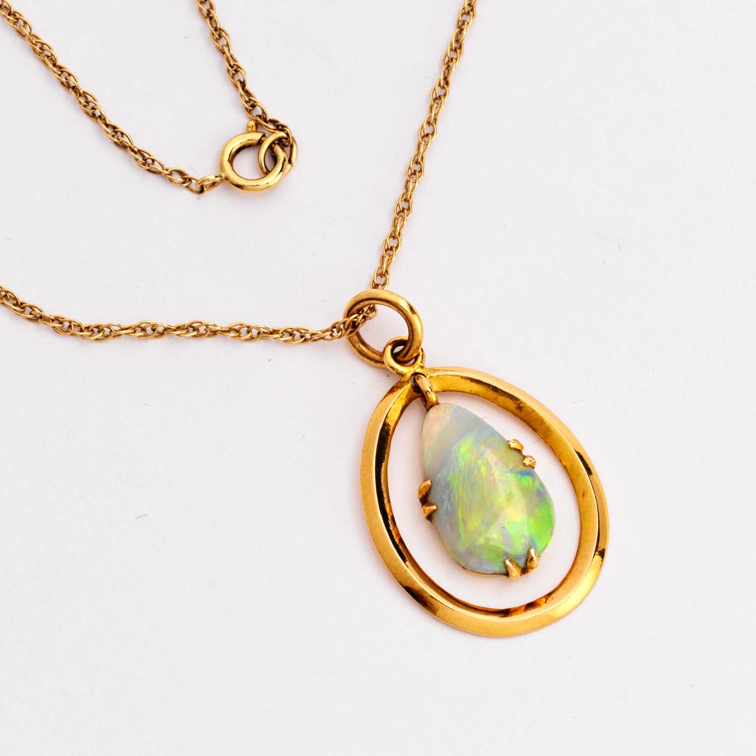 Gold Pear Shaped Opal Pendant - Image 3