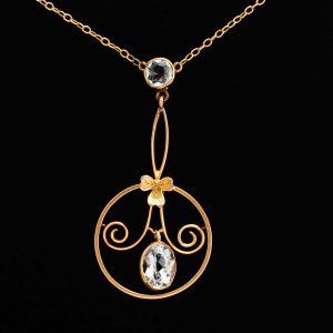 Gold Art Nouveau Aquamarine Pendant