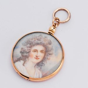 Antique Gold Portrait Miniature Pendant